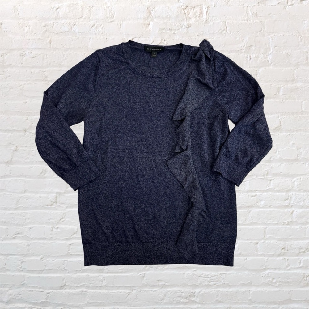 Like 🆕 Banana Republic ruffle detail crew neck 3/4 sleeve sweater